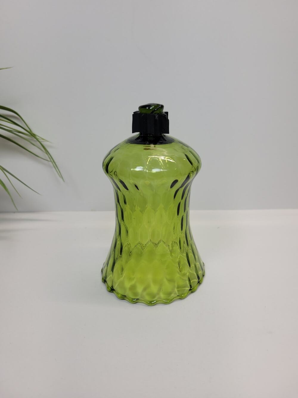 Vintage Homco Avocado Green Honeycomb Peg Votive Candle Holder Glass Cup 5"